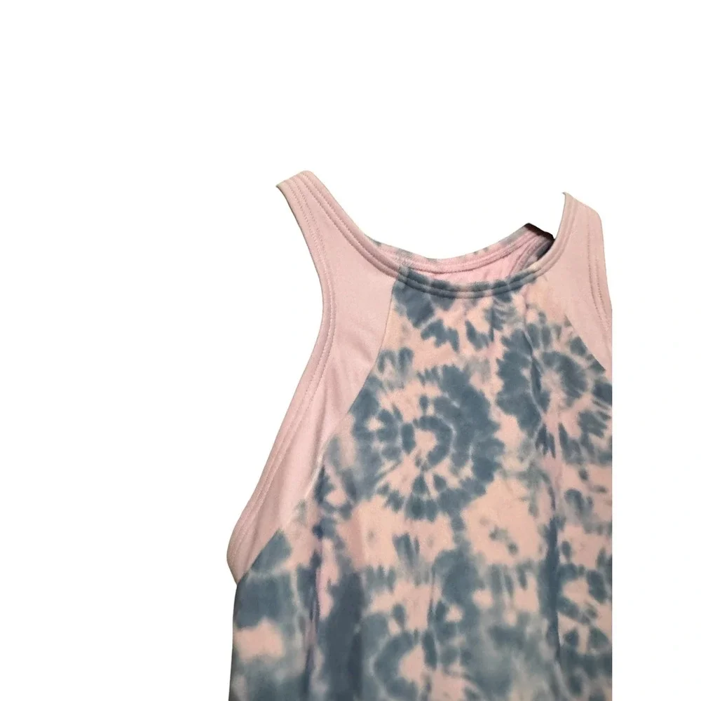 Athleta Girl Tankini Top Kids Size M 8-10 Pink Blue Tie Dye Excellent Racerback